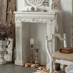 화이트 콘솔테이블 빈티지 벽난로형 장식장 복도 인테리어 현관 유럽풍 조각 장식