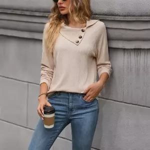 스트레인지 여자 데일리룩 티 맨투맨 니트 가을 캐주얼 솔리드 터틀넥 KUK3