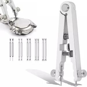 ziyue 시계 스프링 플라이어 도구 키트 밴드 손목밴드 분해 및 교체용 핀 바 핀셋 10가지 포함 실버