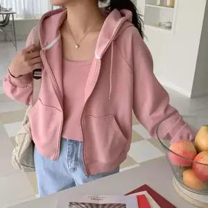 여자 슬리브리스 탱크 세미 골지 집업세트