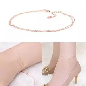 14K 로즈골드 여리여리 두줄 금 체인 팔찌 발찌