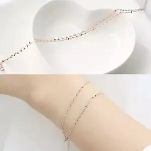 14K 두줄 잠자리 체인 로즈골드 금 팔찌