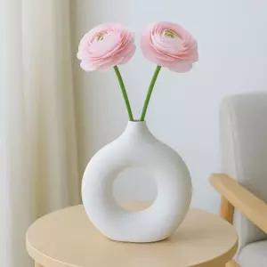 루미 도자기 인테리어 꽃병 19.5x18cm 화이트예쁜화병 한송이 다용도꽂이 미니 빈티지