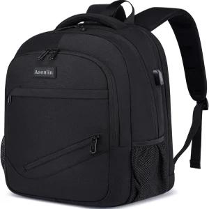 여성 및 남성용 Asenlin 여행용 노트북 백팩 방수 비즈니스 슬림 견고한 USB 충전 포트 15.6인치 대학생용