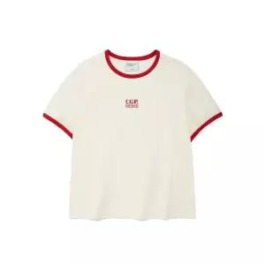 브랜드정품 코드그라피 CGP (우먼) 스몰 스퀘어 로고 링거 반소매 티셔츠_크림 375739