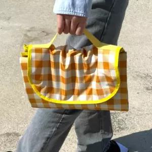 중형 방수 옐로우 매트 피크닉 체크무늬