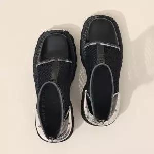 천진반여성 하계 통굽 워커 키높이 신발 부츠 메쉬 힐 통기성 펀칭 워커힐 데일리룩 KUK2