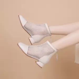 천진반여친 여름 숏 가죽 샌들 메쉬 신발 데일리룩 워커힐 미들 구멍 펀칭 통굽 워커 통기성 굽 KUK2