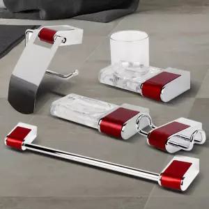 액세서리3700 5종_레드 욕실수건걸이 화장실 샤워타올선반 비누받침대 옷걸이 휴지