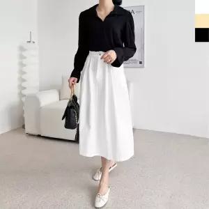 봄여름 여리여리 무릎아래 플레어 스커트 여자치마 데이트룩 체형커버