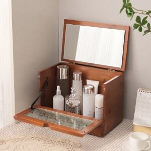 북유럽 정리대 우드 정리 보석 립스틱 트자동차 데스크 탁상 화장대 투명