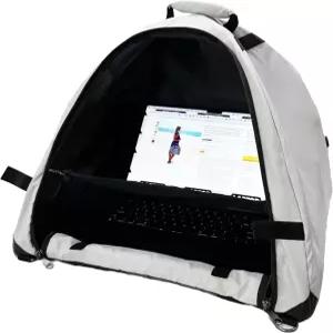 노트북 텐트 - 야외 작업을 위한 휴대용 선쉐이드 및 방수 비치백 열 자외선 반사 원단 컴퓨터 프라이버시