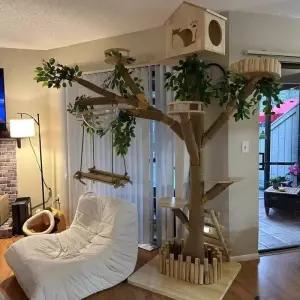 나무모양캣타워 고양이카페 캣폴 둥지 대형 캣타워 등반 집 캣워커 작은집 예쁨 캡슐