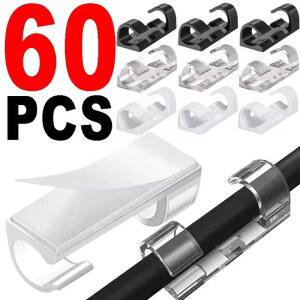 접착식 케이블 클립 벽면용 데스크 강력 스티커 가정용 접착 자가 코드 사무실 투명 자동차