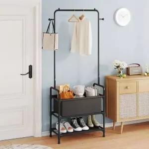 블랙 스탠드 홈 라이프 옷걸이 2단선반 행거 스탠딩 디자인 원룸 신발 슈즈