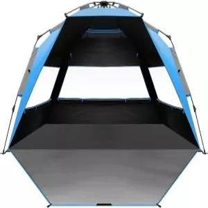 블랙아웃 쉘터 기술이 적용된 아웃도어 마스터 비치 텐트 휴대용 선쉐이드 4인용 UPF 50 자외선 차단