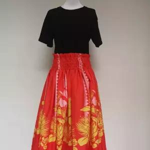 하와이 훌라댄스 치마 의상 휴양지 레드 훌라 무대 빨간색 깃털