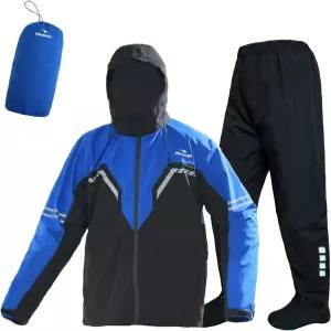 비카마카 남성용 방수 레인 수트 경량 재킷 및 오토바이 사이클링 기어용 휴대용 반사형 바지