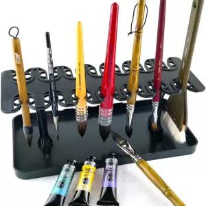 MIXJOY 아티스트 페인트 브러시 건조대 홀더 칫솔모 아래를 가리키는 분리형 드로잉 펜 정리함 걸이 보호