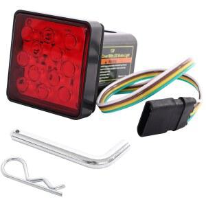 12 LED 브레이크 라이트 블랙 2인치가 장착된 MaxxHaul 70429 트레일러 히치 커버