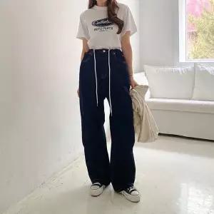 [신세계라이브쇼핑][옷자락] 여자 와이드 조거 스트링 데님 팬츠