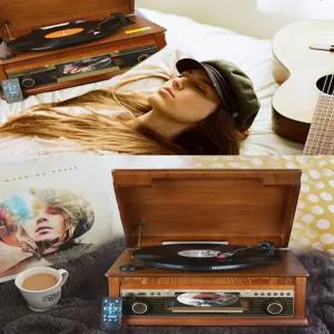 턴테이블 레코드 플레이어 LP 나무 카세트 클래식 레트