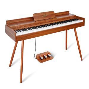 초보자와 성인을 위한 AiJoy 88키 무게 디지털 피아노 u2013 리얼리스틱 해머 액션 풍부한 그랜드 사운드 내장 스피커 USBMIDI 듀얼 헤드폰 및 페달 u2013은 가정용 연습에 완벽합니다