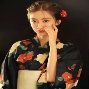 일본 코스프레 전통 기모노 리본 꽃 코스튬 유카타 기