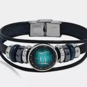 [라일리쥬얼리] Rly 별자리 쌍둥이자리 가죽팔찌 비즈팔찌 남자여름팔찌