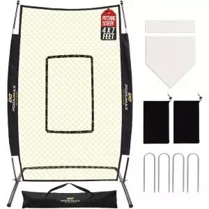 스트라이크 존이 있는 포디우맥스 7x4FT 야구 피칭 스크린 업그레이드된 U자형 베이스가 배팅 네트 투수