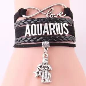 [라일리쥬얼리] Rly 별자리 가죽팔찌 물병자리 단체팔찌 여성팔찌 특이