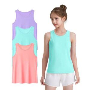 아우란소 걸스 애슬레틱 탱크 탑 3팩 UPF 50+ 레이서백 민소매 퀵 드라이 스포츠 댄스 운동