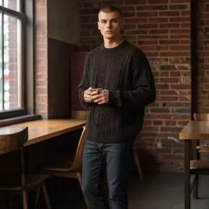 [라일리의류] Rly 베르 남성 꽈배기 니트 라운드넥 스탠다드핏 셔츠