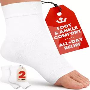 KEMFORD 발목 압박 슬리브 - 1쌍 교정기 부종 신경병증 발 아치 지지대를 위한 개방형 발가락 양말