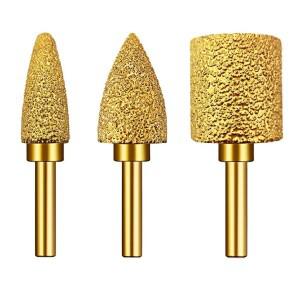 6mm 생크 진공 납땜 다이아몬드 버 헤드 스톤 그레이 주철 연성 용 로터리 파일