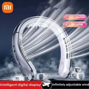 Xiaomi 8000mAh USB 교수형 목 팬 휴대용 블레이드리스 미니 충전식 음소거 LED 디지털 디스플레이 전기 냉