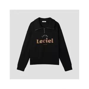 오피스룩 슬랙스 여성 와이드 [ ] 반집업 레터링 티셔츠_SWJTSP12030_BK