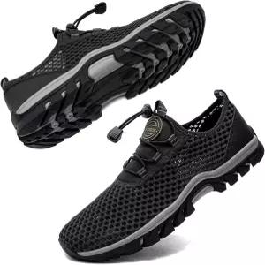 DXINZHI 워터 슈즈 남성 아웃도어 하이킹 퀵 드라이 비치 아쿠아 수륙양용 여름 논슬립 샌들 리버