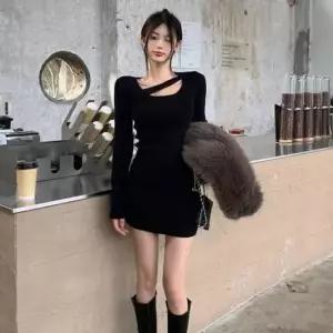 [라일리여성의류] Rly 슬림숏블랙원피스 파티블랙원피스 클럽미니원피스