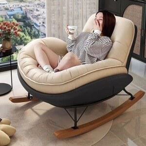 1인용 흔들 의자 쿠션 오렌지 리클라이너 안락의자 벨벳