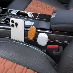 짧은 카시트 사이드 갭 필러 블랙 세트 시트 중앙 콘솔 오거나이저 사이의 캐처 2팩 보관 슬롯 구멍이 있는