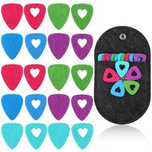 20피스 펠트 우쿨렐레 픽, 픽 홀더 케이스와 함께 하트 모양 다양한 색상의 베이스, 우쿨렐레, 기타, 할로우용 그립 귀여운
