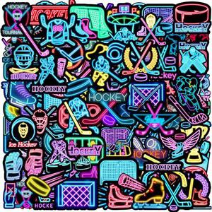 120PCS 네온 아이스하키 스티커 하키 파티 생일 장식 비닐 방수 스티커로 물병 노트북 수하물 헬멧 선물 남자 여자 성인용 제공