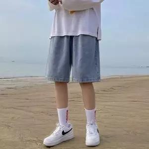 [라일리의류] Rly 오버핏 밴딩반바지 가을 캐쥬얼반바지 남성 커플룩