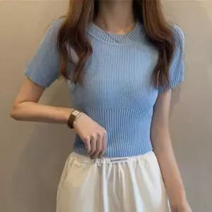 [라일리여성의류] Rly 나그랑 베이직 카라넥 니트티 여자니트 오버핏 봄