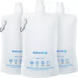 물방울 16온스 접이식 워터 파우치 3팩 하이킹 캠핑 여행 BPA 프리 재사용 가능