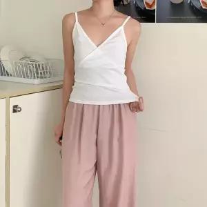 [신세계라이브쇼핑][옷자락] 여자 브이넥 랩 포인트 슬림핏 끈나시