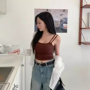 [신세계라이브쇼핑][옷자락] 여자 레이어드 잔골지 더블 스트랩 끈 나시