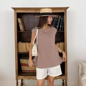 [신세계라이브쇼핑][옷자락] 여자 라운드넥 A라인 플레어 무지 민소매 티셔츠