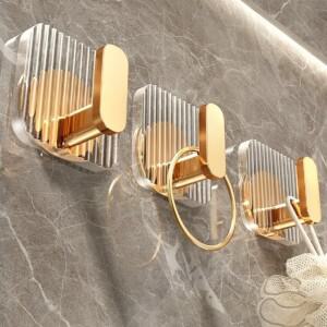 헤비 듀티 럭셔리 골드 스퀘어 접착 후크 없음 - 욕실 강력한 벽걸이형 수건 미학적으로 즐거운